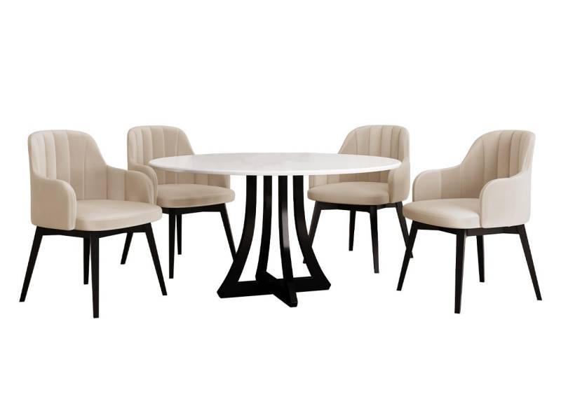 MIRJAN24 Essgruppe Diplodok-05, (Komplett-Set, 4 Stühlen + Runder Esstisch) von MIRJAN24