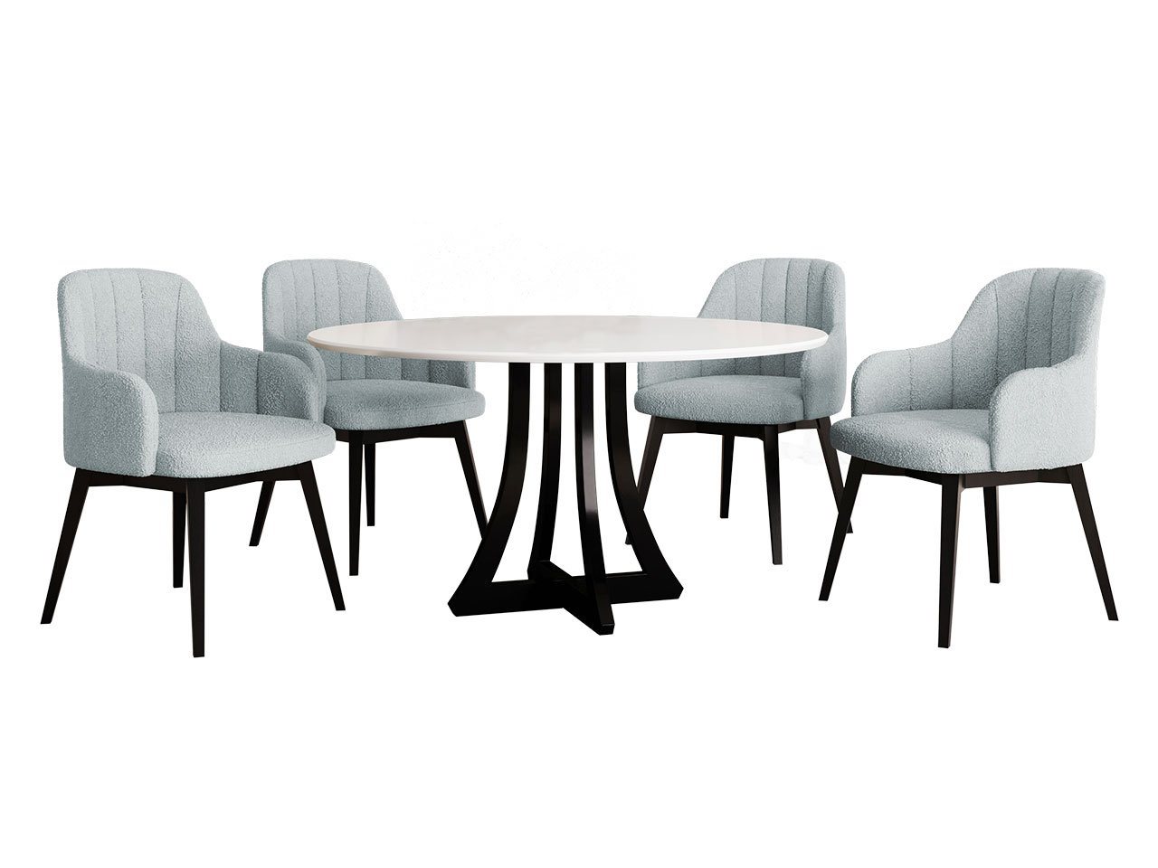 MIRJAN24 Essgruppe Diplodok-05, (Komplett-Set, 4 Stühlen + Runder Esstisch) von MIRJAN24