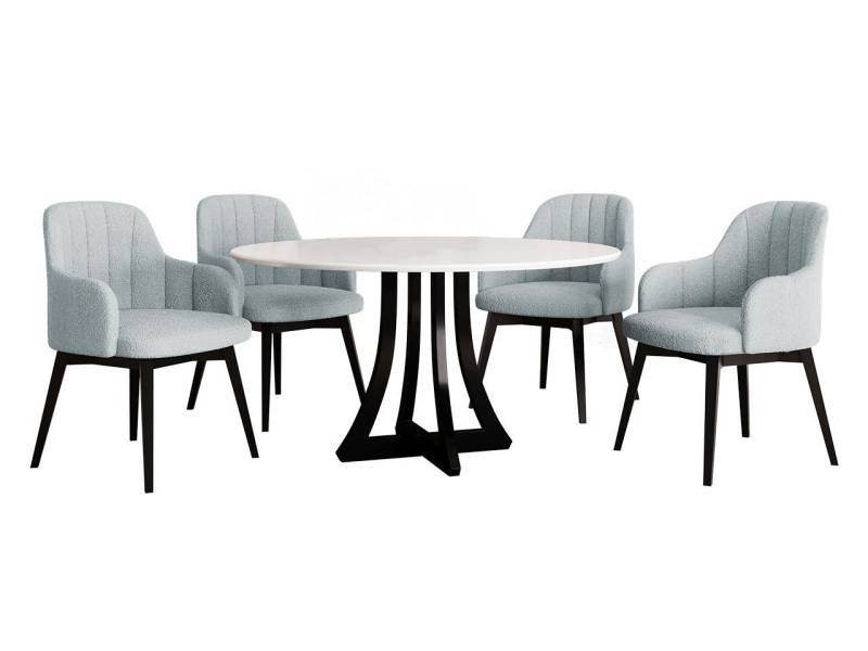 MIRJAN24 Essgruppe Diplodok-05, (Komplett-Set, 4 Stühlen + Runder Esstisch) von MIRJAN24