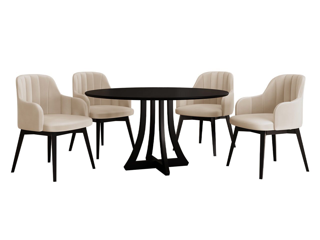 MIRJAN24 Essgruppe Diplodok-05, (Komplett-Set, 4 Stühlen + Runder Esstisch) von MIRJAN24