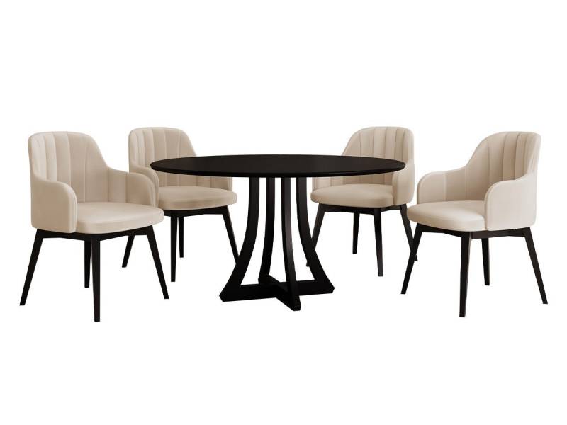 MIRJAN24 Essgruppe Diplodok-05, (Komplett-Set, 4 Stühlen + Runder Esstisch) von MIRJAN24