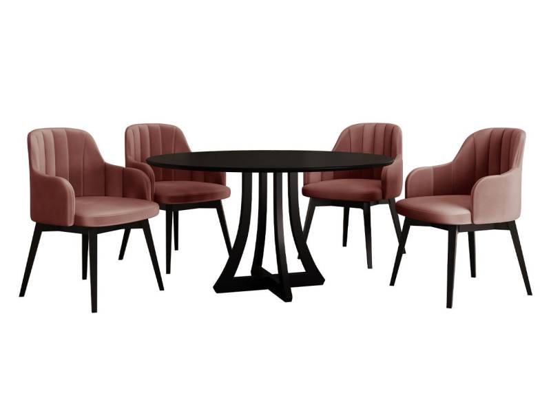 MIRJAN24 Essgruppe Diplodok-05, (Komplett-Set, 4 Stühlen + Runder Esstisch) von MIRJAN24