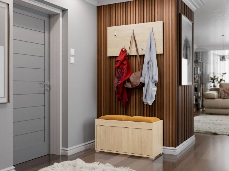 MIRJAN24 Garderoben-Set Gesita VII, (2er-Set, Schuhschrank, Kleiderhakenbrett), 2x Gepolstertes Sitzpaneel, Griffloses Öffnungssystem von MIRJAN24