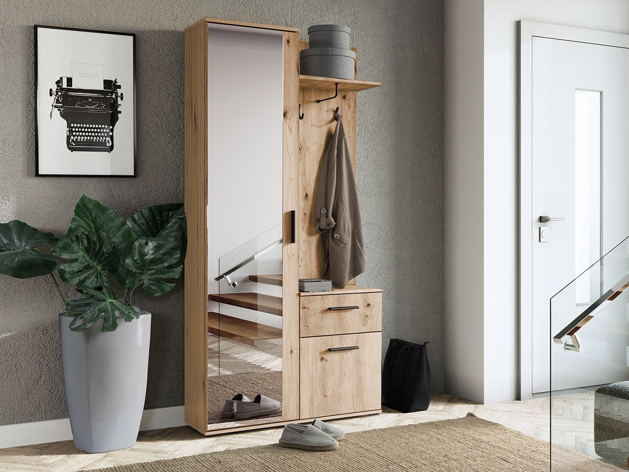 MIRJAN24 Garderoben-Set Lux, (Komplett-Set, 2 Kleiderhaken, Schrank und Schuhschrank), Tür universell von MIRJAN24