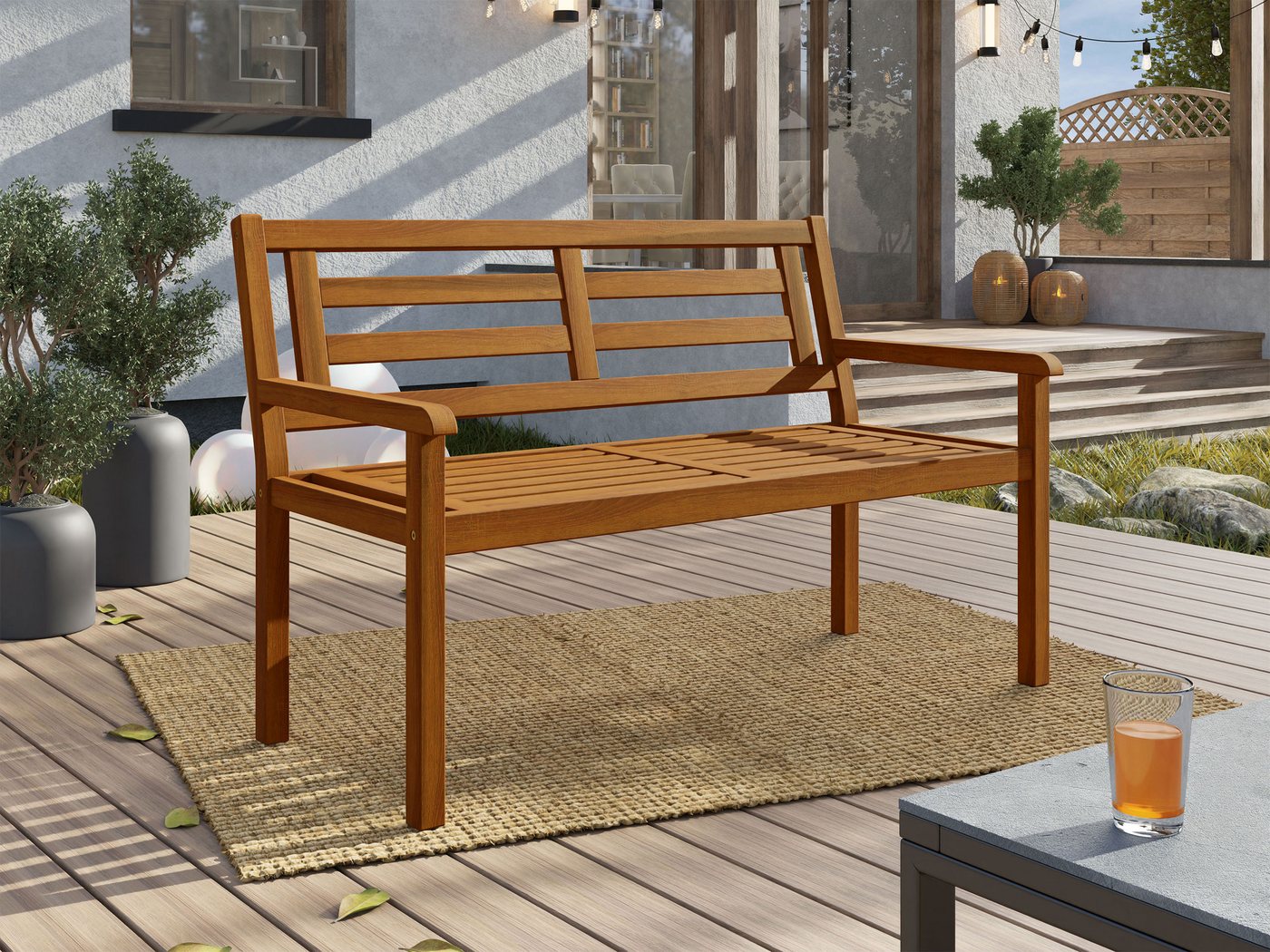 MIRJAN24 Gartenbank Ugabi, 2-Sitzer, aus Akazienholz, 120x57x75 cm von MIRJAN24