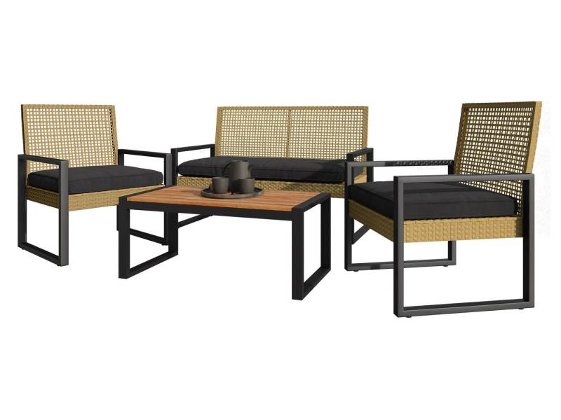 MIRJAN24 Gartenlounge-Set Frastok, (4er-Set, Couchtisch, Sofa, Sessel x2), mit Kissen-Set, Konstruktion aus Stahl von MIRJAN24