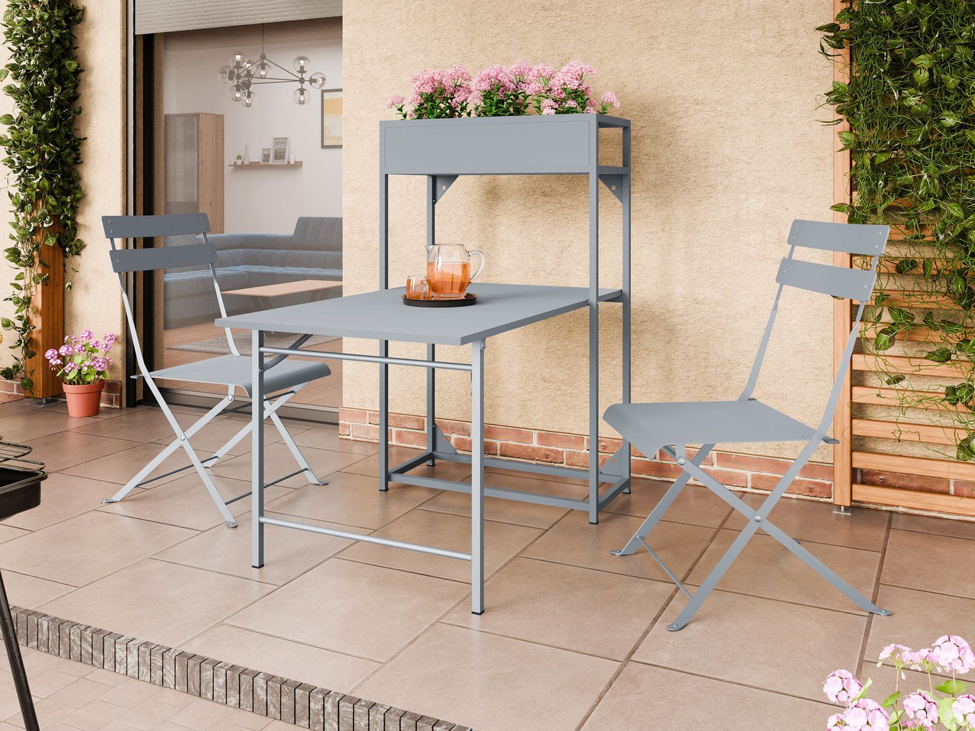 MIRJAN24 Gartenlounge-Set Tourra, (3er-Set, Gartentisch, Stuhl x2), Konstruktion aus Stahl von MIRJAN24