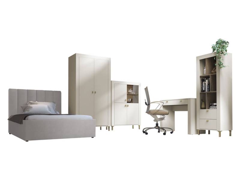 MIRJAN24 Jugendzimmer-Set Mossa II, (5er-Set, Kleiderschrank, Regal, Kommode, Schminktisch, Bett), LED-Beleuchtung als Option, 120x200 cm von MIRJAN24