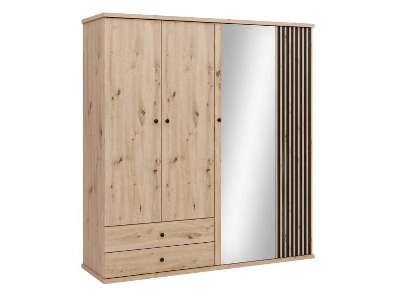 MIRJAN24 Kleiderschrank Cali C-24 (mit vier Drehtüren und zwei Schubladen) Frontspiegel, Kleiderstange, Metallgriffe von MIRJAN24