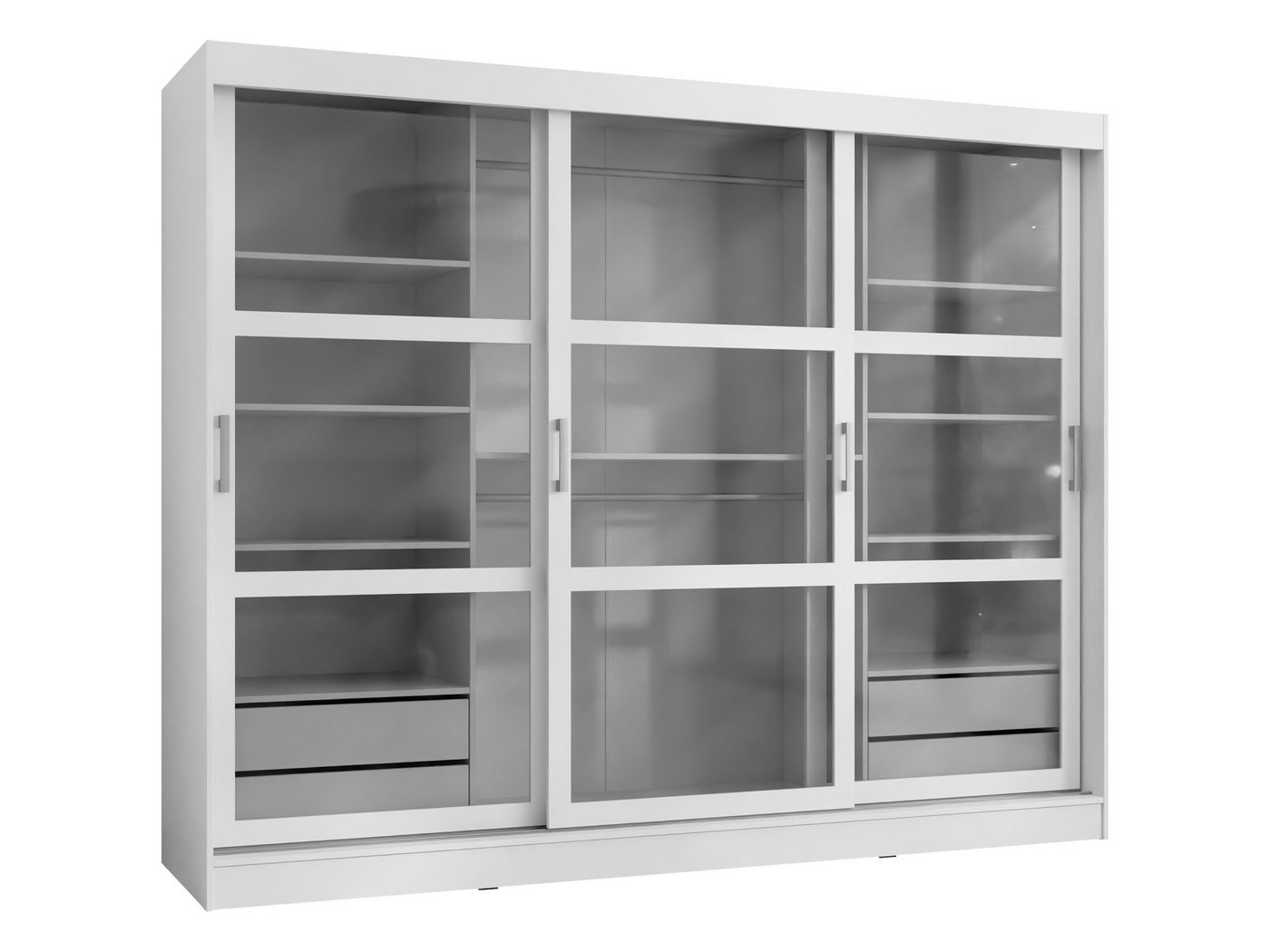 MIRJAN24 Kleiderschrank Norilo 250 (mit drei Schiebetüren) vier Schubladen, 2550x65x203 cm von MIRJAN24