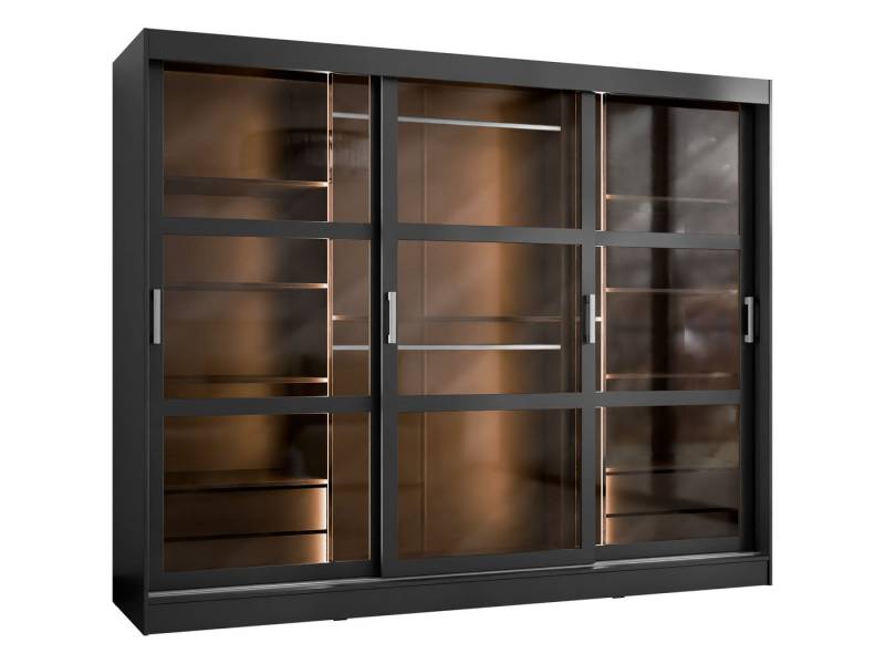 MIRJAN24 Kleiderschrank Norilo 250 (mit drei Schiebetüren) vier Schubladen, 2550x65x203 cm von MIRJAN24