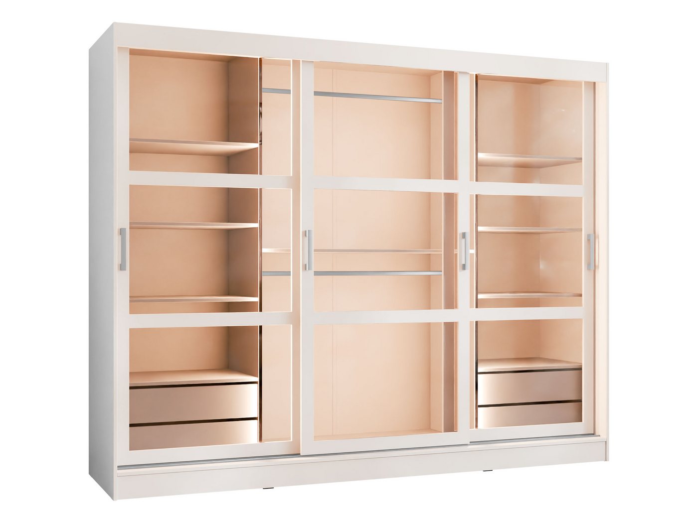MIRJAN24 Kleiderschrank Norilo 250 (mit drei Schiebetüren) vier Schubladen, 2550x65x203 cm von MIRJAN24