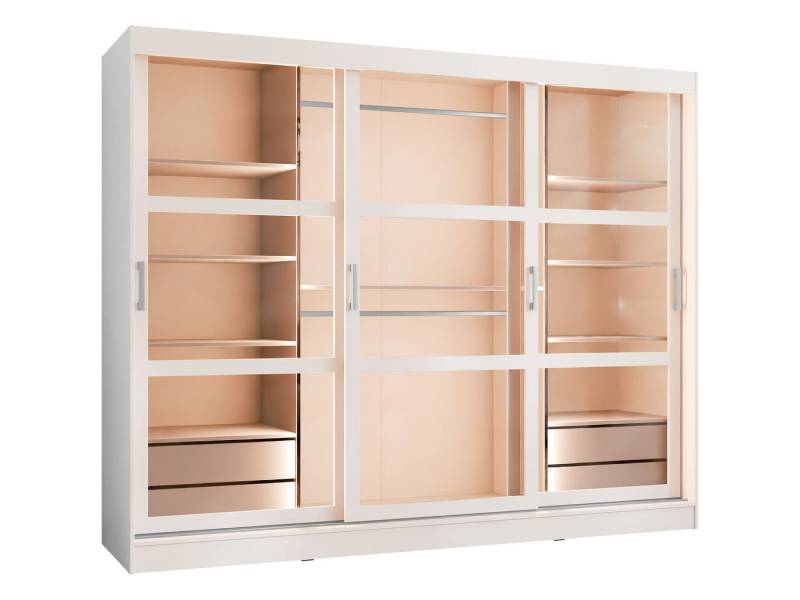MIRJAN24 Kleiderschrank Norilo 250 (mit drei Schiebetüren) vier Schubladen, 2550x65x203 cm von MIRJAN24