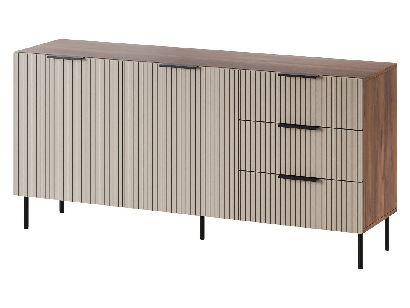 MIRJAN24 Kommode Almera 01 (mit zwei Drehtüren und zwei Schubladen), Griff und Füße aus Stahl von MIRJAN24