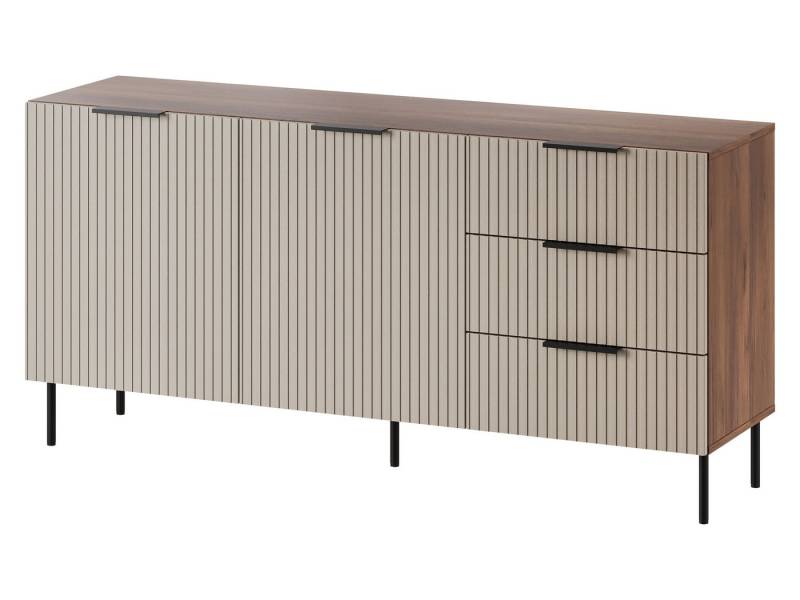 MIRJAN24 Kommode Almera 01 (mit zwei Drehtüren und zwei Schubladen), Griff und Füße aus Stahl von MIRJAN24