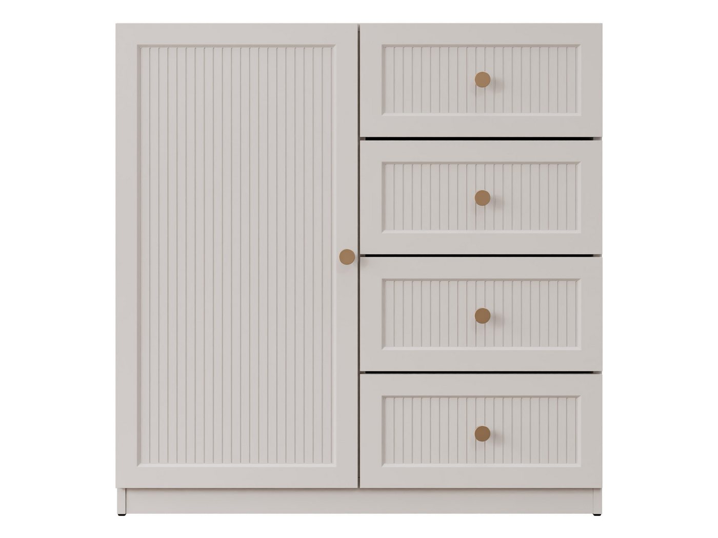 MIRJAN24 Kommode Ferena 1D4SZ (mit Drehtür und vier Schubladen), Griffe aus Metall in der Farbe Gold von MIRJAN24