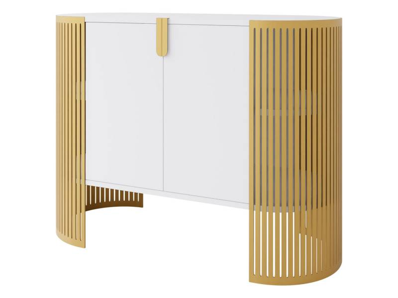 MIRJAN24 Kommode Fikoli Gold (mit zwei Drehtüren), Stahlgriffe in der Farbe Gold von MIRJAN24
