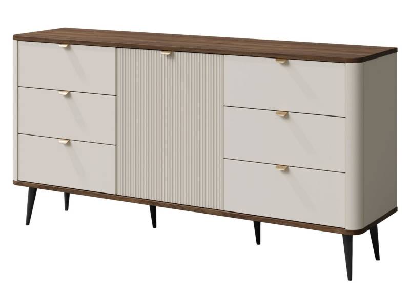 MIRJAN24 Kommode Marly 6S1D RE09 (mit Drehtür und sechs Schubladen), Griffe und Füße aus Metall, 160x40x82 cm von MIRJAN24