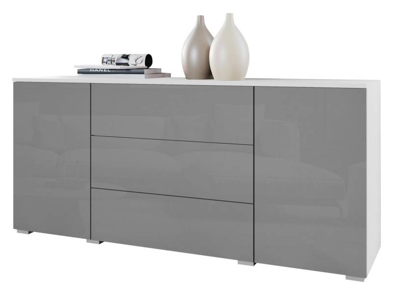 MIRJAN24 Kommode Paris 150 (mit 2 Drehtüren und 3 Schubladen), Schubladen mit grifflosem Öffnungssystem push to open von MIRJAN24