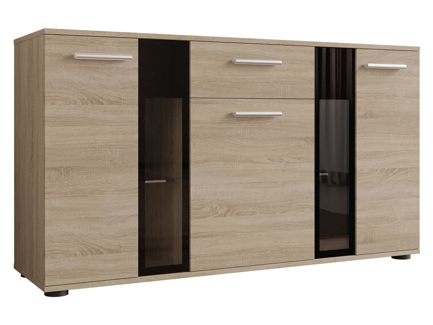 MIRJAN24 Kommode Salsa (mit 3 Türen und Schublade), mit Glasregale, LED-Beleuchtung als Option von MIRJAN24