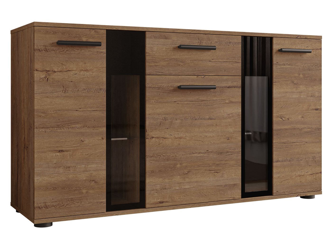 MIRJAN24 Kommode Salsa (mit 3 Türen und Schublade), mit Glasregale, LED-Beleuchtung als Option von MIRJAN24