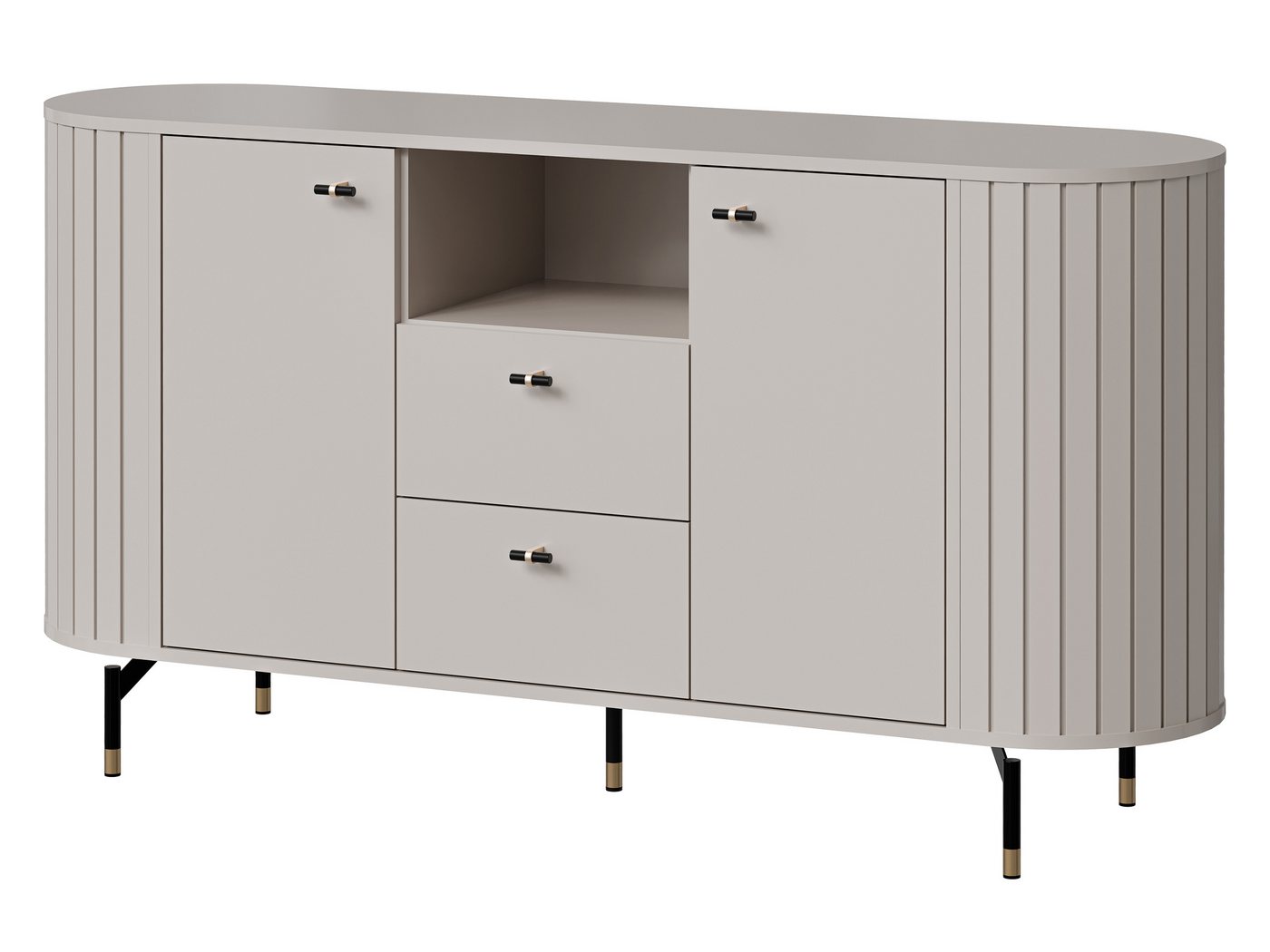 MIRJAN24 Kommode Zante 150 2D2S 02 (mit zwei Drehtüren und zwei Schubladen), 151x40x81 cm, Stahlfüße und Griffe von MIRJAN24