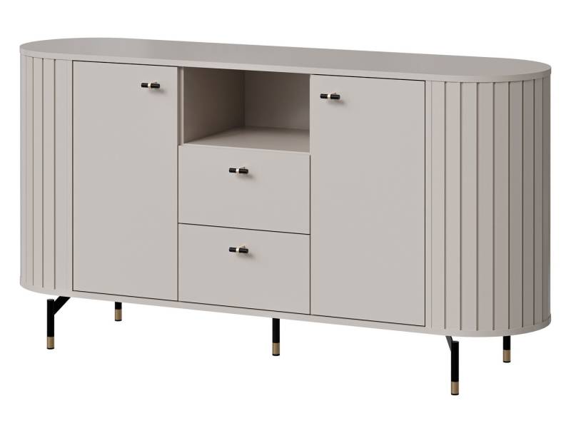 MIRJAN24 Kommode Zante 150 2D2S 02 (mit zwei Drehtüren und zwei Schubladen), 151x40x81 cm, Stahlfüße und Griffe von MIRJAN24