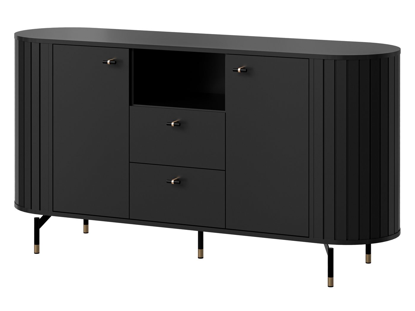 MIRJAN24 Kommode Zante 150 2D2S 02 (mit zwei Drehtüren und zwei Schubladen), 151x40x81 cm, Stahlfüße und Griffe von MIRJAN24