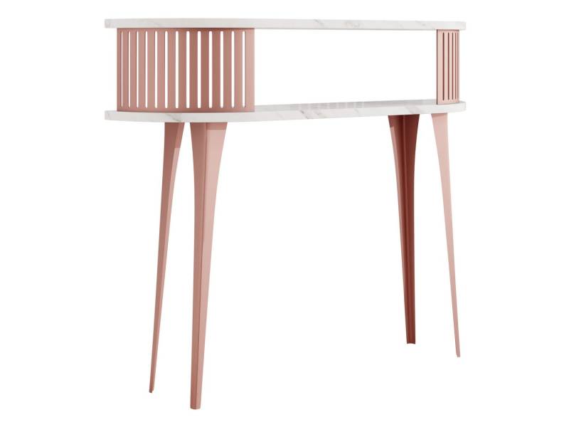 MIRJAN24 Konsolentisch Roenni Oval Ember (mit Regal), 100x25x86 cm, Beine und Seiten aus Stahl von MIRJAN24