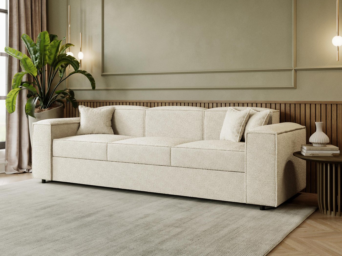 MIRJAN24 Schlafsofa Santos Boucle, mit Schlaffunktion, 252x88x79 cm, vier Dekokissen von MIRJAN24