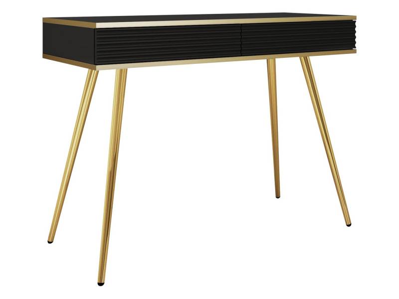 MIRJAN24 Schminktisch Oro T102 (mit zwei Schubladen), Stahlfüße in der Farbe Gold, Kugelgleitschienen von MIRJAN24