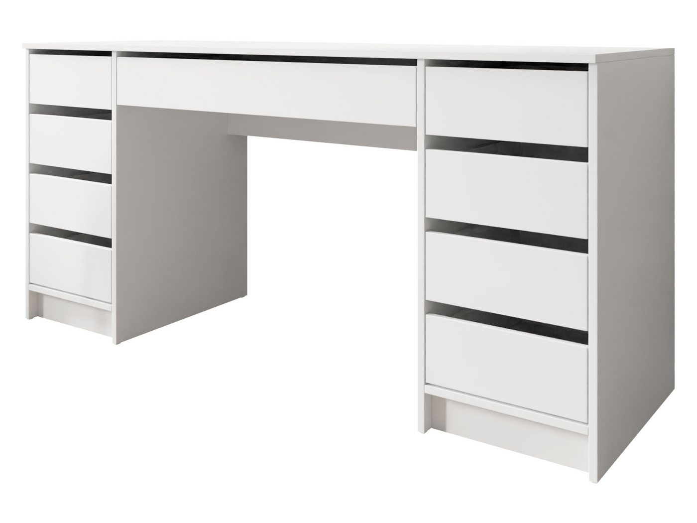 MIRJAN24 Schreibtisch Ada Bis (mit neun Schubladen), 154x55x76 cm, Schwarze Kunststofffüße, Schminktisch von MIRJAN24