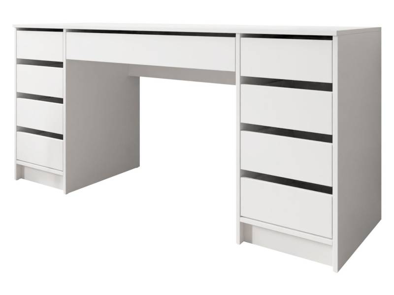 MIRJAN24 Schreibtisch Ada Bis (mit neun Schubladen), 154x55x76 cm, Schwarze Kunststofffüße, Schminktisch von MIRJAN24