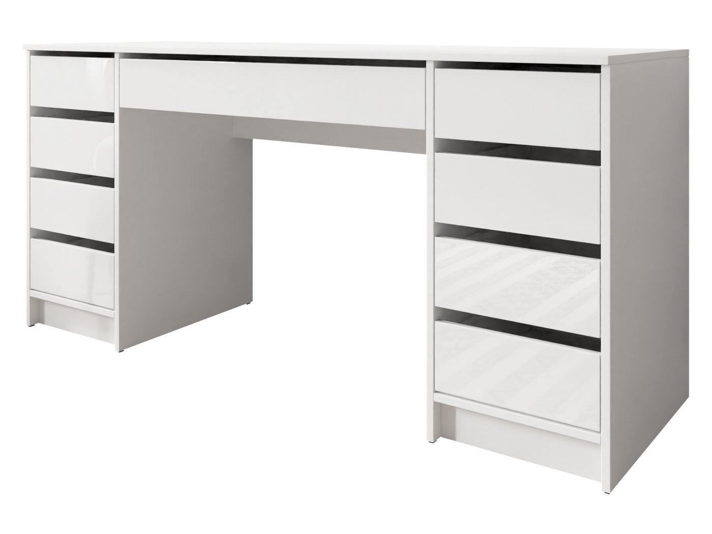 MIRJAN24 Schreibtisch Ada Bis (mit neun Schubladen), 154x55x76 cm, Schwarze Kunststofffüße, Schminktisch von MIRJAN24