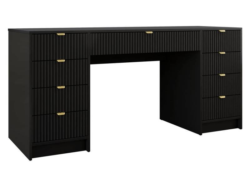MIRJAN24 Schreibtisch Tireno Bis (mit neun Schubladen), 154x55x76 cm, Goldfarben Aluminiumgriffe, Schminktisch von MIRJAN24