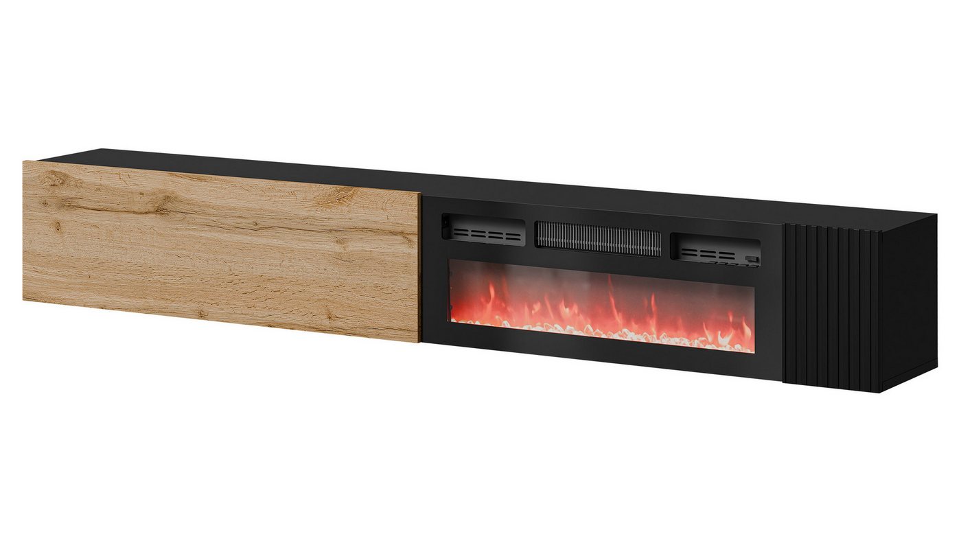 MIRJAN24 TV-Schrank Capital 200 EF mit Kamin (mit Drehtür und Klappe) Realistische LED-Flamme, Gasdruckfeder von MIRJAN24