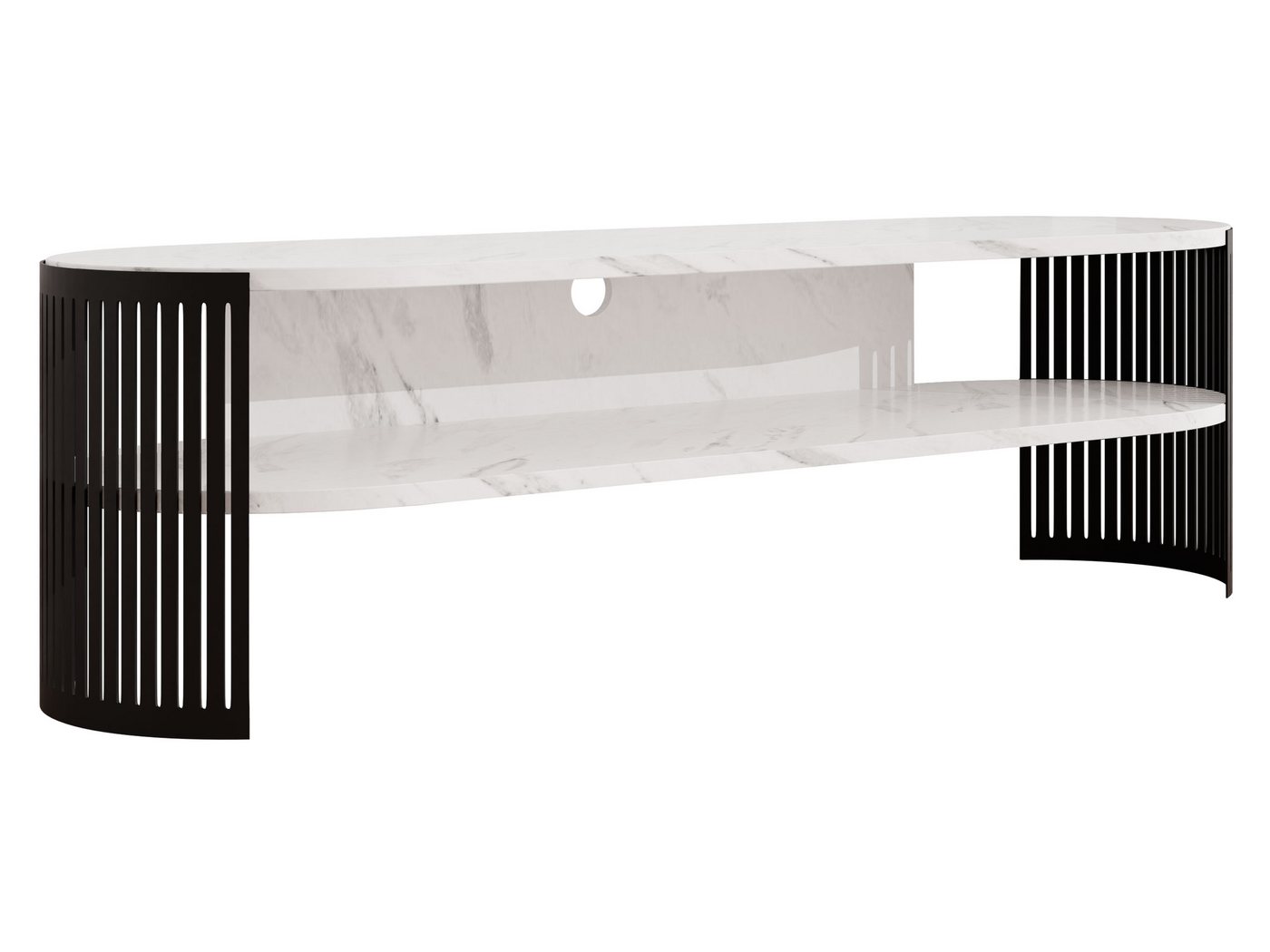 MIRJAN24 TV-Schrank Fikoli Oval (mit Regal) 140x40x40 cm, Füße und Seiten aus Stahl von MIRJAN24