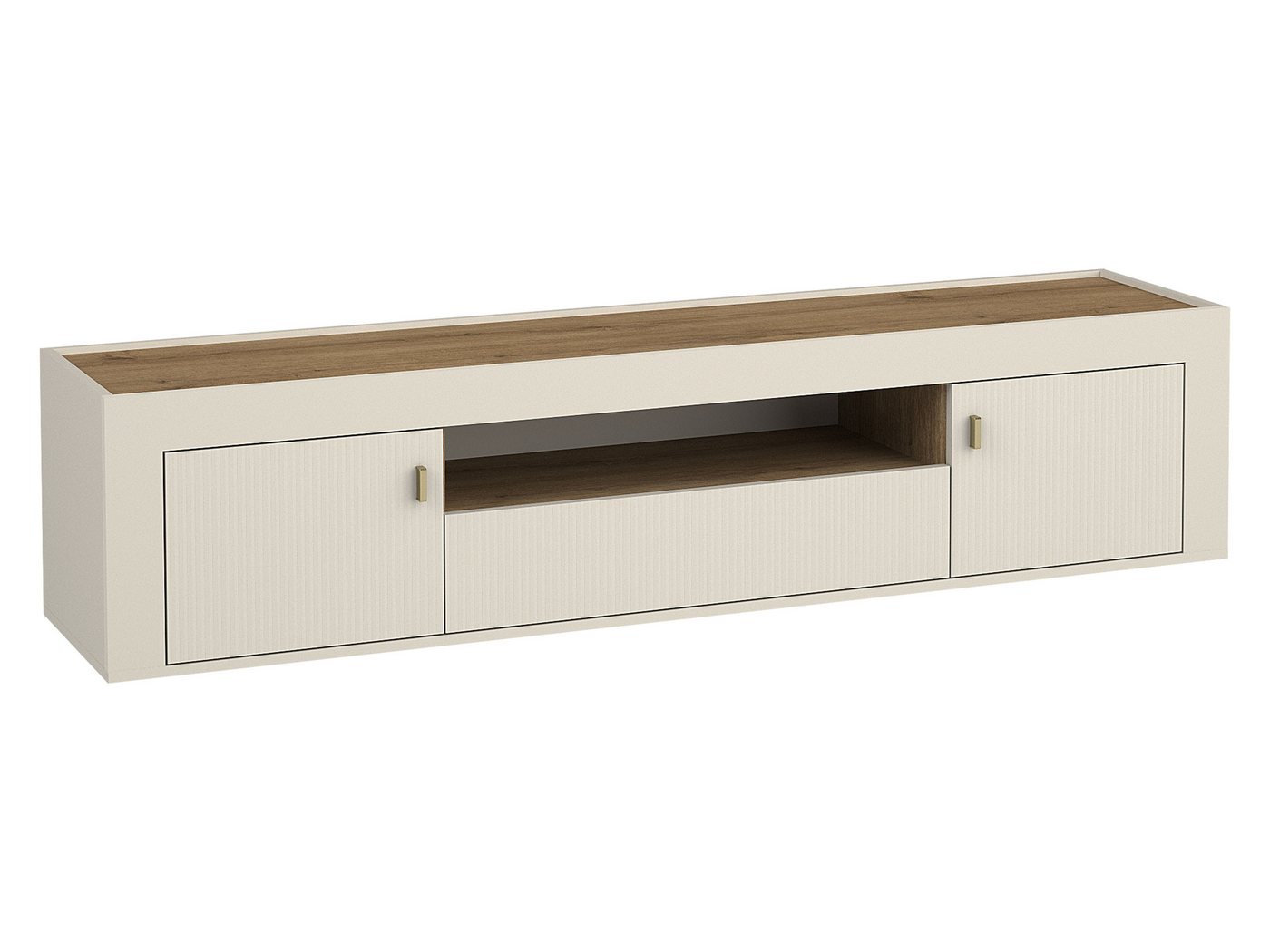 MIRJAN24 TV-Schrank Mossa 2D1S MO08 (mit zwei Drehtüren und Schublade) Füße 12 cm, Kugelgleitschienen von MIRJAN24