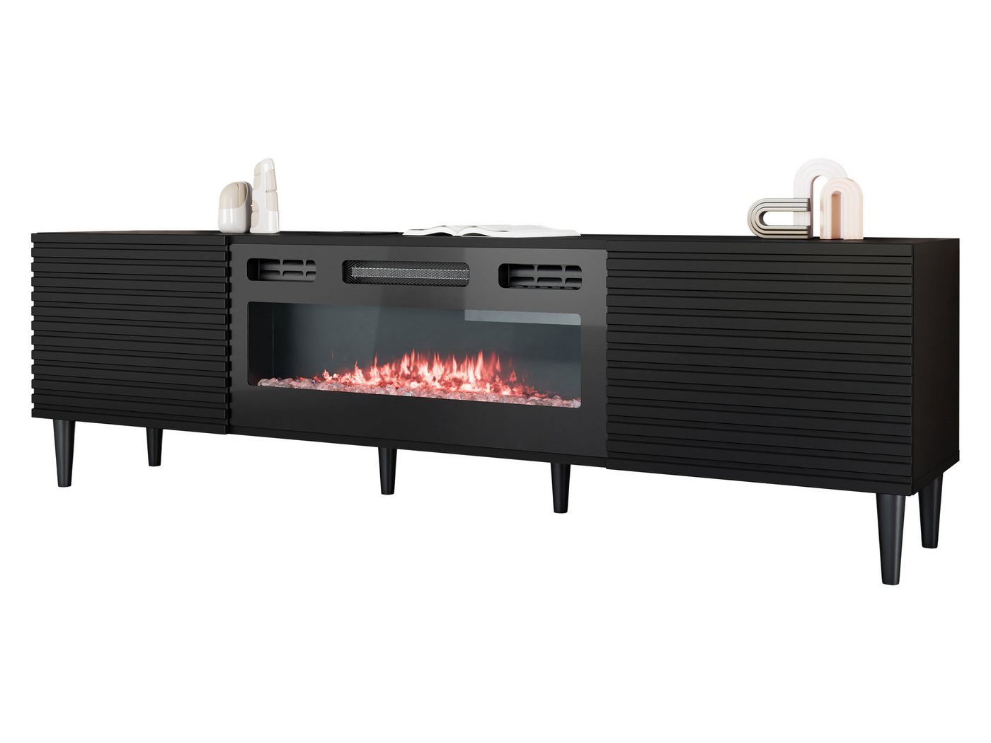 MIRJAN24 TV-Schrank Nakomo 2K EF mit Kamin (mit zwei Klappen) Realistische LED-Flamme, 181x40x53 cm von MIRJAN24