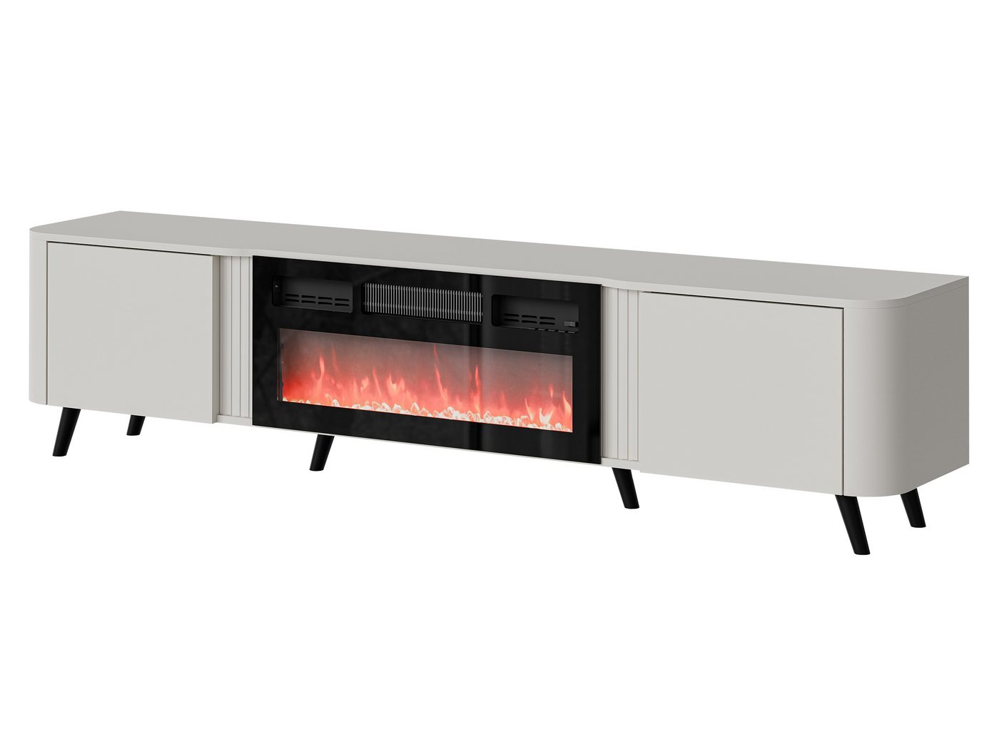 MIRJAN24 TV-Schrank Volare 200 EF mit Kamin (mit zwei Drehtüren) 200x39x49 cm, Realistische LED-Flamme von MIRJAN24
