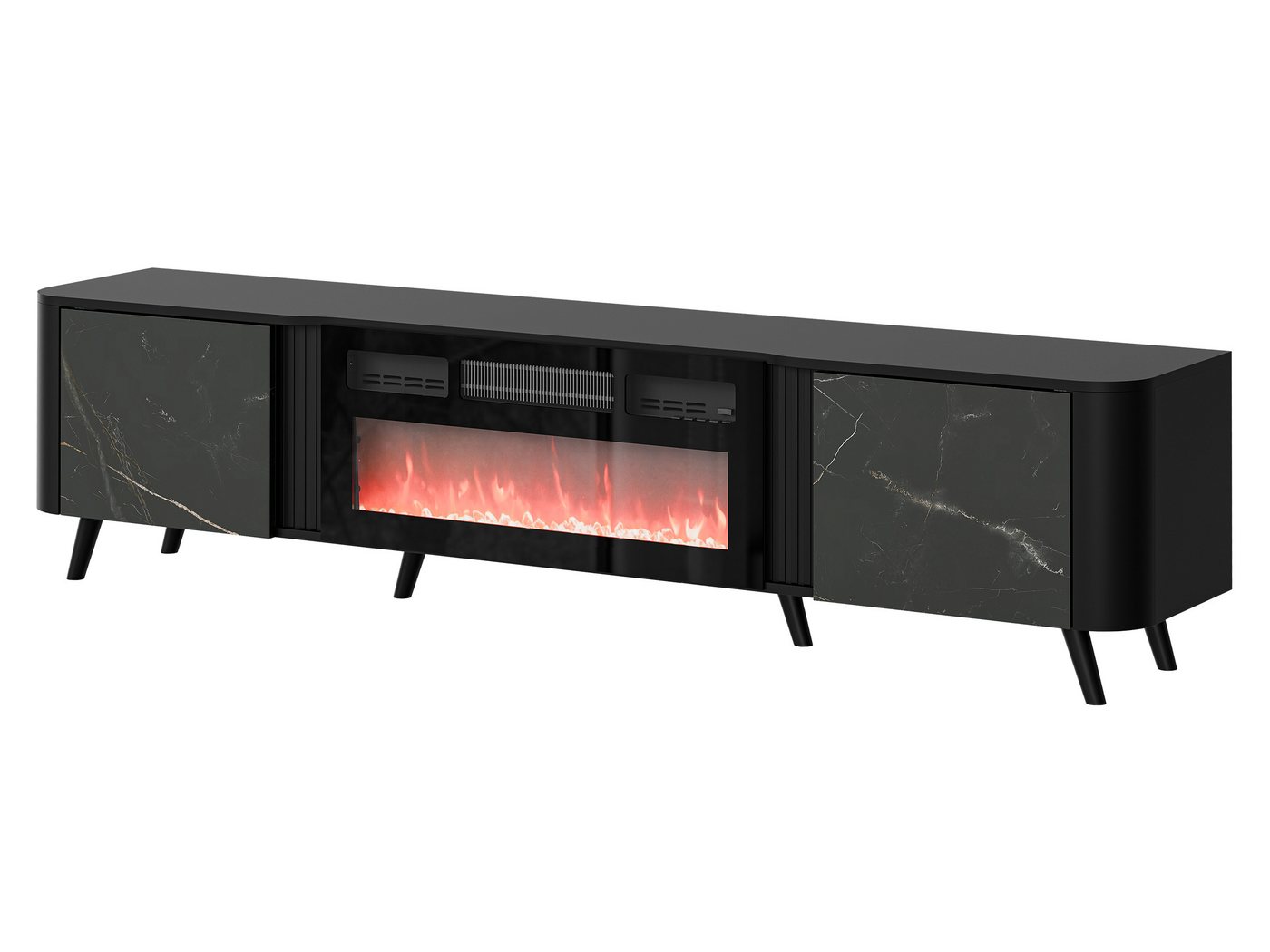 MIRJAN24 TV-Schrank Volare 200 EF mit Kamin (mit zwei Drehtüren) 200x39x49 cm, Realistische LED-Flamme von MIRJAN24