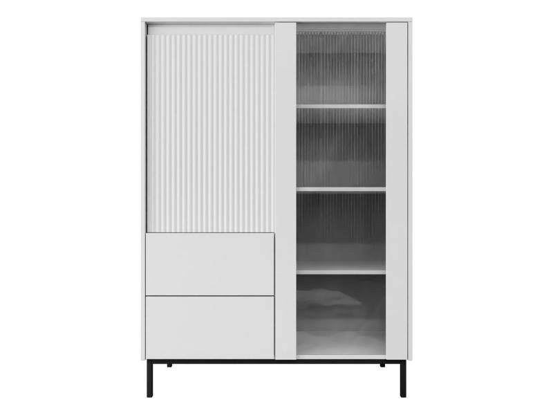 MIRJAN24 Vitrine Ozmi 2D2S (mit zwei Drehtür und zwei Schubladen) Gehärtetes Glas, Untergestell aus Metall von MIRJAN24