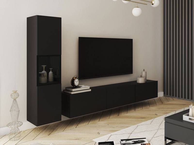 MIRJAN24 Wohnwand Berlin I, (2er-Set, Vitrine, TV-Lowboard), Beleuchtung als Option von MIRJAN24