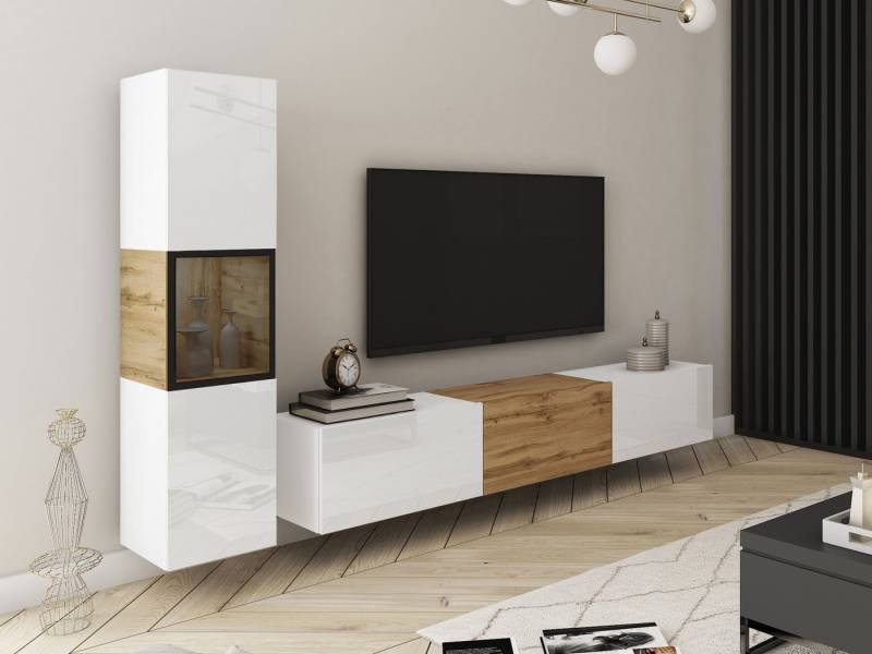 MIRJAN24 Wohnwand Berlin I, (2er-Set, Vitrine, TV-Lowboard), Beleuchtung als Option von MIRJAN24