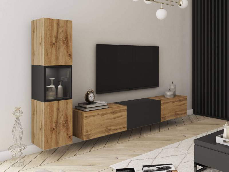 MIRJAN24 Wohnwand Berlin I, (2er-Set, Vitrine, TV-Lowboard), Beleuchtung als Option von MIRJAN24