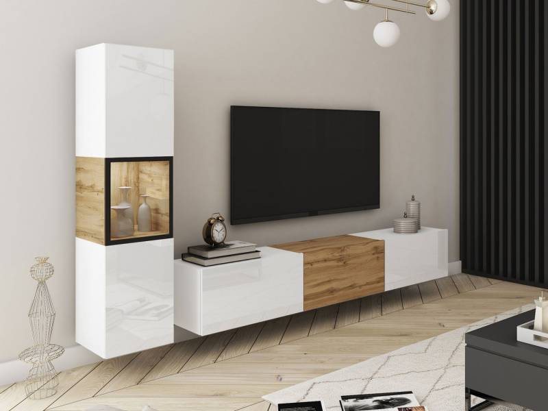 MIRJAN24 Wohnwand Berlin I, (2er-Set, Vitrine, TV-Lowboard), Beleuchtung als Option von MIRJAN24