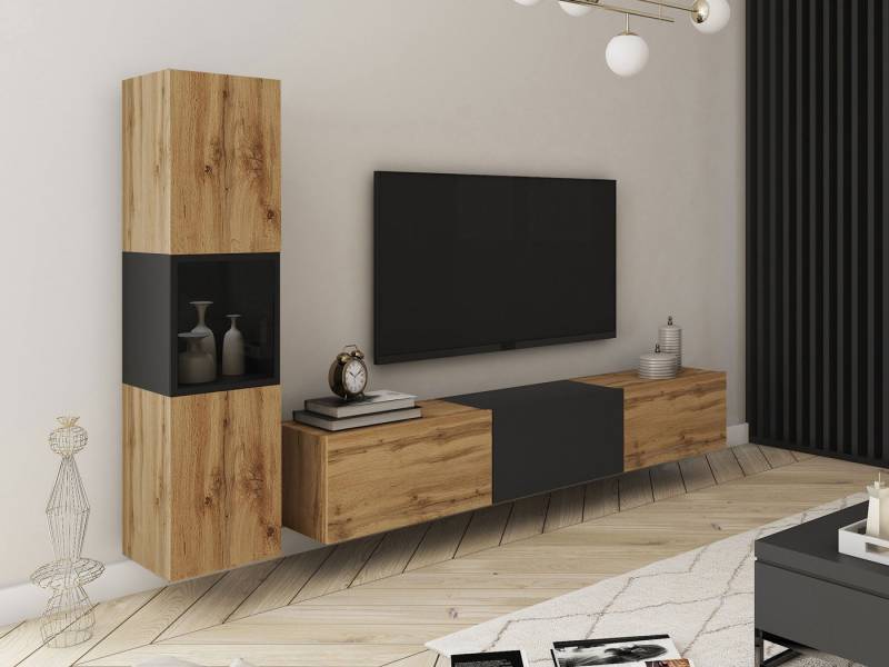 MIRJAN24 Wohnwand Berlin I, (2er-Set, Vitrine, TV-Lowboard), Beleuchtung als Option von MIRJAN24