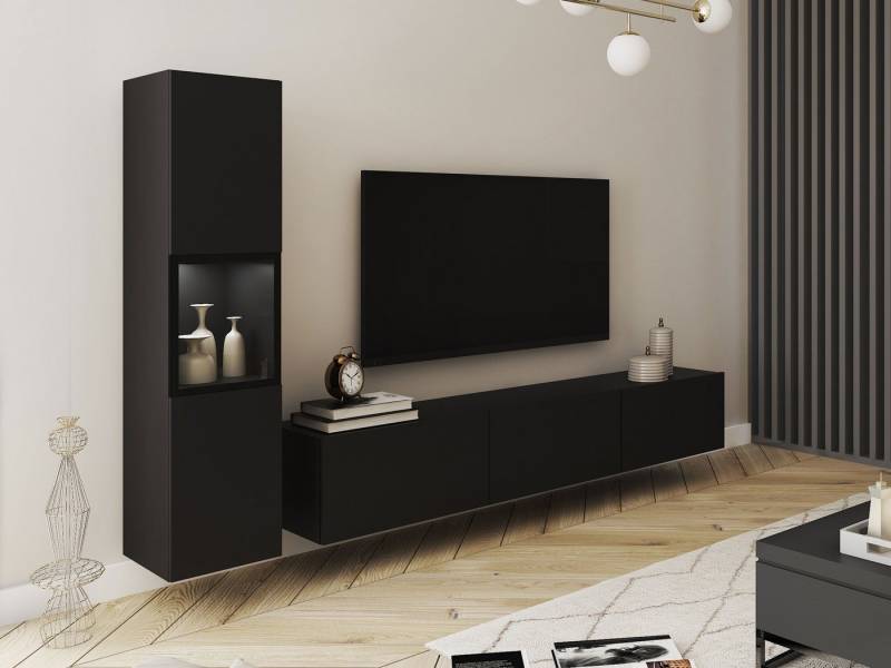 MIRJAN24 Wohnwand Berlin I, (2er-Set, Vitrine, TV-Lowboard), Beleuchtung als Option von MIRJAN24