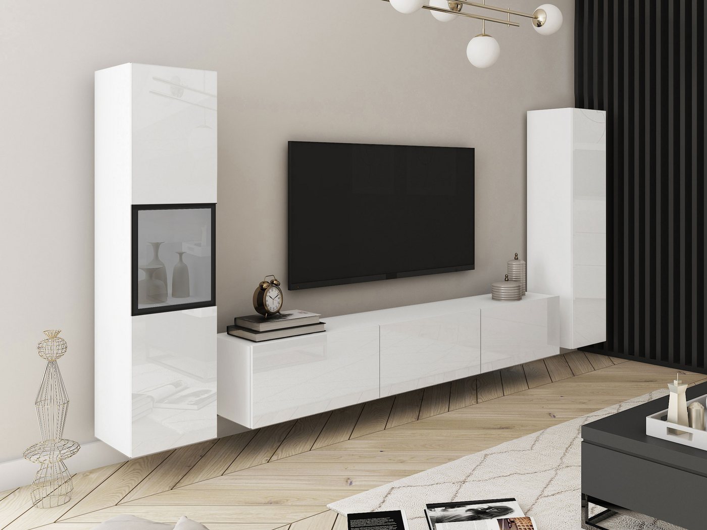 MIRJAN24 Wohnwand Berlin III, (3er-Set, 2x Vitrine, TV-Lowboard), Beleuchtung als Option von MIRJAN24