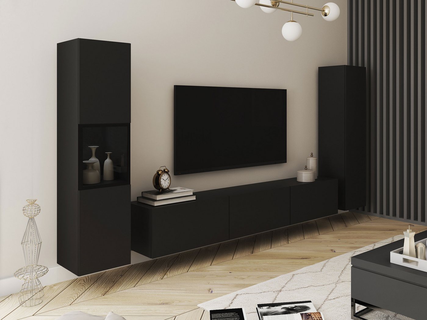 MIRJAN24 Wohnwand Berlin III, (3er-Set, 2x Vitrine, TV-Lowboard), Beleuchtung als Option von MIRJAN24